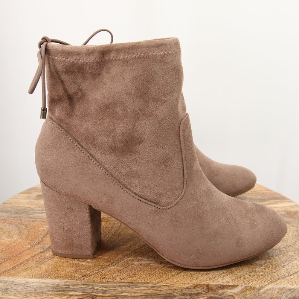 Women's Taupe Suede Block Heel Ankle Boots - Stylish Everyday Booties